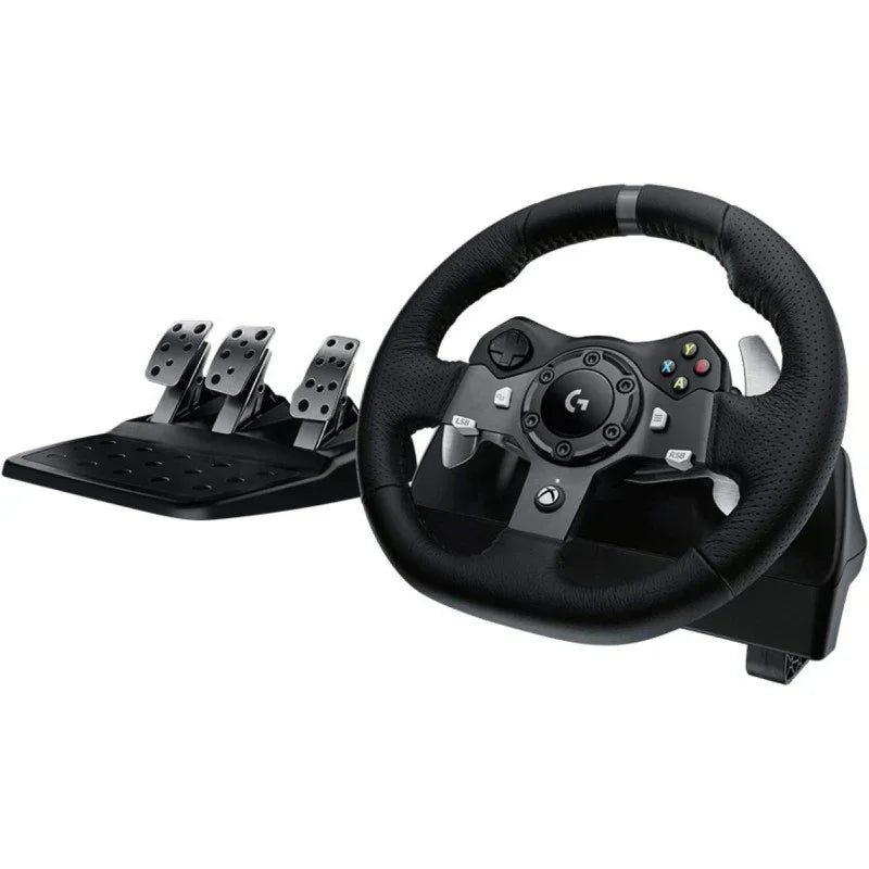 Logitech G920 Driving Force Racing Wheel And Floor Pedals, Real Force Feedback, Stainless Steel Paddle Shifters, Leather Steering Wheel Cover For Xbox Series X/S, Xbox One, PC, Mac - Black - eBuy UAE